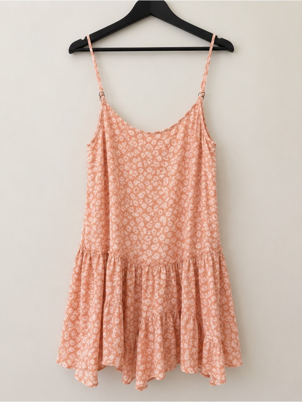 Wild Fable Mini Dress Rayon‎ Floral Tiered Drop Waist Medium Peach Summer